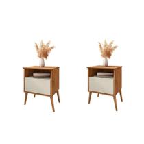 Conjunto de Mesa de Cabeceira Moreira Naturalle Off White Conjunto de Mesa de Cabeceira Moreira Naturalle Off White