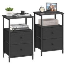 Conjunto de mesa de cabeceira VASAGLE 2 gavetas de tecido com 61 cm de altura Conjunto de mesa de cabeceira VASAGLE 2 gavetas de tecido com 61 cm de altura