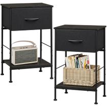 Conjunto de mesa de cabeceira WLIVE 2, gaveta de armazenamento, estrutura de aço, 64 cm H