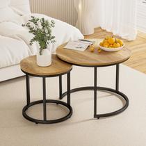 Conjunto de mesa de café Nesting Smuxee 2 Brown Wood 60 cm redondo