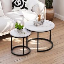 Conjunto de mesa de café Nesting Smuxee White Wood Grain Top x2 Conjunto de mesa de café Nesting Smuxee White Wood Grain Top x2