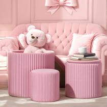 Conjunto de mesa de café otomano WENRENER Round Velvet Storage