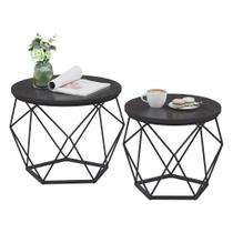 Conjunto de mesa de café VASAGLE pequeno redondo com estrutura de aço (2 unidades)