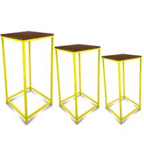 Conjunto De Mesa De Canto Lateral Para Sala Genebra Amarelo