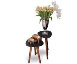 Conjunto de Mesa de Canto organica Paris Preta - 2 Unidades