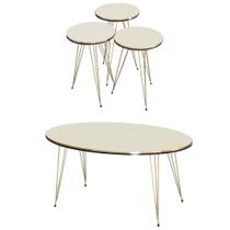 Conjunto de Mesa de Centro 4 Peças - Bege Claro