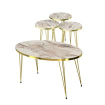 Conjunto de Mesa de Centro 4 Peças - Mármore Branco Conjunto de Mesa de Centro 4 Peças - Mármore Branco