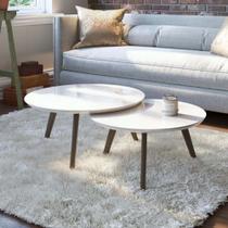 Conjunto de Mesa de Centro Classic Redonda Imcal Móveis com Pés em Madeira Maciça Conjunto de Mesa de Centro Classic Redonda Imcal Móveis com Pés em Madeira Maciça