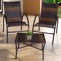 Conjunto de Mesa de Centro e 2 Cadeiras Ônix para Área Externa