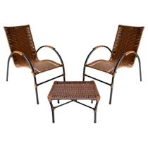 Conjunto de Mesa de Centro e 2 Cadeiras Ônix para Área Externa