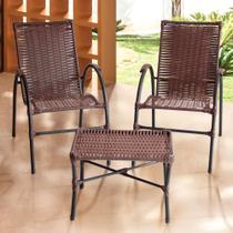 Conjunto de Mesa de Centro e 2 Cadeiras Ônix para Área Externa Conjunto de Mesa de Centro e 2 Cadeiras Ônix para Área Externa