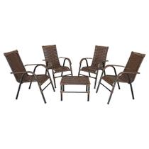 Conjunto de Mesa de Centro e 4 Cadeiras Bela para Área Externa Conjunto de Mesa de Centro e 4 Cadeiras Bela para Área Externa