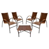 Conjunto de Mesa de Centro e 4 Cadeiras Ônix para Área Externa Conjunto de Mesa de Centro e 4 Cadeiras Ônix para Área Externa