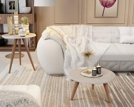 Conjunto de Mesa de Centro e Lateral cor:off white