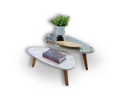 Conjunto de Mesa de Centro Paris Mirror White Conjunto de Mesa de Centro Paris Mirror White