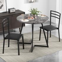 Conjunto de Mesa de Comedor VECELO Pequeña Redonda para 2 Personas Mármol Sintético Gris