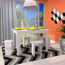 Conjunto de Mesa de Cozinha com 4 Bancos Regina Branco 120 cm Conjunto de Mesa de Cozinha com 4 Bancos Regina Branco 120 cm