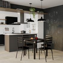 Conjunto de Mesa de Cozinha com 4 Lugares Aiden Preto Conjunto de Mesa de Cozinha com 4 Lugares Aiden Preto