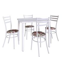 Conjunto de Mesa de Cozinha com 4 Lugares Luca Branco e Colorido