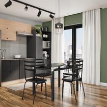 Conjunto de Mesa de Cozinha com 4 Lugares Parsley Preto Conjunto de Mesa de Cozinha com 4 Lugares Parsley Preto