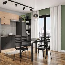 Conjunto de Mesa de Cozinha com 4 Lugares Parsley Preto