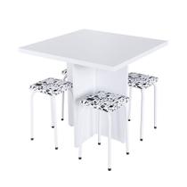 Conjunto de Mesa de Cozinha com 4 Lugares Verona I Branco e Preto