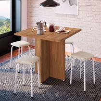 Conjunto de Mesa de Cozinha com 4 Lugares Verona Tecido Madeira e Off White