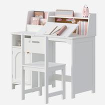 Conjunto de Mesa de Estudo Infantil Treocho de Madeira Ajustável Branco Conjunto de Mesa de Estudo Infantil Treocho de Madeira Ajustável Branco