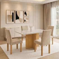 Conjunto de Mesa de Jantar 4 Lugares Retangular 120x80cm Vidro e MDF Cinamomo Conjunto de Mesa de Jantar 4 Lugares Retangular 120x80cm Vidro e MDF Cinamomo