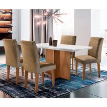 Conjunto de Mesa de Jantar Ane com 6 Cadeiras Estofadas Grécia I Animalle Off White e Chocolate