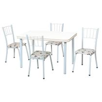 Conjunto de Mesa de Jantar com 4 Cadeiras Adele Branco e Bege - Criativa Móveis