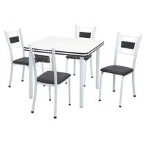 Conjunto de Mesa de Jantar com 4 Cadeiras Alice Corino Branco e Preto