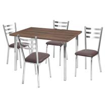 Conjunto de Mesa de Jantar com 4 Cadeiras Ana Maria Marrom e Cromado