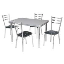 Conjunto de Mesa de Jantar com 4 Cadeiras Gisele Cromado e Preto - Criativa Móveis