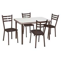 Conjunto de Mesa de Jantar com 4 Cadeiras Gisele Marrom e Branco