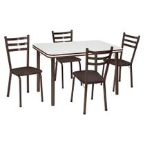 Conjunto de Mesa de Jantar com 4 Cadeiras Gisele Marrom e Branco Conjunto de Mesa de Jantar com 4 Cadeiras Gisele Marrom e Branco