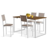 Conjunto De Mesa De Jantar Com 4 Cadeiras Klm Store Imbuia/ Branco