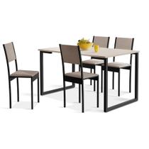 Conjunto De Mesa De Jantar Com 4 Cadeiras Klm Store Preto Com Off White