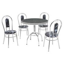 Conjunto de Mesa de Jantar com 4 Cadeiras Leandra Preto e Cromado - Criativa Móveis