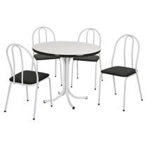 Conjunto de Mesa de Jantar com 4 Cadeiras Leila Branco e Preto - Criativa Móveis
