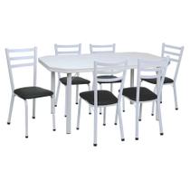 Conjunto de Mesa de Jantar com 6 Cadeiras Beatriz Preto e Branco - Criativa Móveis