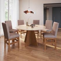 Conjunto de Mesa de Jantar com 6 Cadeiras, Zamarchi 188, Canela 130 x 130 Conjunto de Mesa de Jantar com 6 Cadeiras, Zamarchi 188, Canela 130 x 130