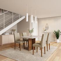 Conjunto de Mesa de Jantar com Vidro e 4 Cadeiras Munique Suede Chocolate e Off White