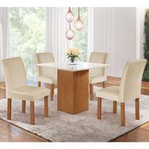 Conjunto de Mesa de Jantar Dakota 90x90cm Tampo de Vidro com 4 Cadeiras Napoles CEL Móveis