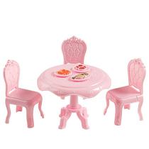 Conjunto de mesa de jantar Dollhouse em plástico de escala 1/12 para miniaturas