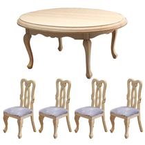 Conjunto de mesa de jantar e cadeiras em miniatura 1/12, móv Conjunto de mesa de jantar e cadeiras em miniatura 1/12, móv