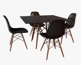 Conjunto De Mesa De Jantar Eames Eiffel Quadrada 90Cm Tampo