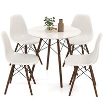 Conjunto de Mesa de Jantar Giantex 5 Peças Redonda 80cm Branco Nogueira
