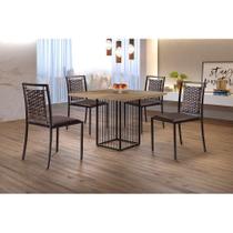 Conjunto de Mesa de Jantar Hera com Tampo Siena e 4 Cadeiras Grécia II Marrom Escuro - Mobly