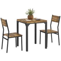 Conjunto de Mesa de Jantar HOMCOM 60x60 cm Marrom Rústico 3 Peças Conjunto de Mesa de Jantar HOMCOM 60x60 cm Marrom Rústico 3 Peças